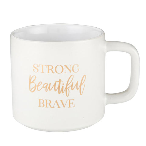 JI374 STRONG, BEAUTIFUL & BRAVE - CERAMIC COFFEE MUG