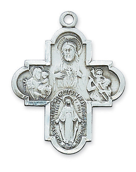 L188 STERLING SILVER 4-WAY MEDAL  1 1/4