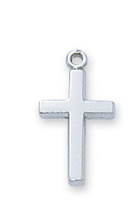 L6099B STERLING CROSS 13" RHODIUM CHAIN/CHILDS CROSS