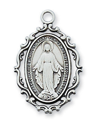 L621MI STERLING  SILVER    MIRACULOUS  MEDAL