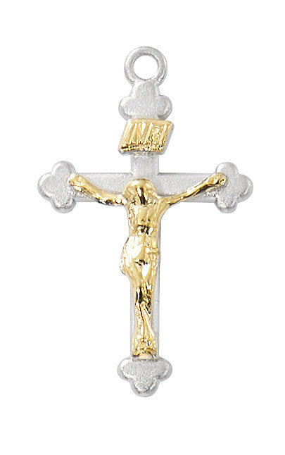 L9268 STERLING SILVER TW0-TONE CRUCIFIX  7/8 X 5/8