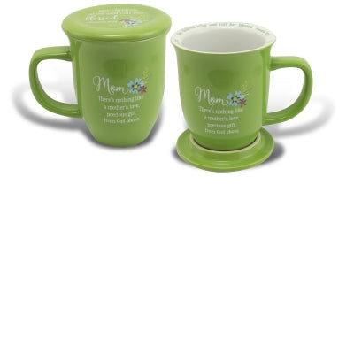 MUG101 MOM GREEN FLORAL MUG & COASTER SET BOXED