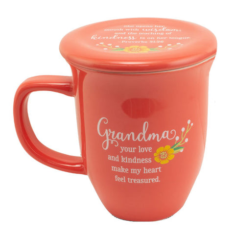 MUG102 GRANDMA CORAL FLORAL MUG & COASTER SET