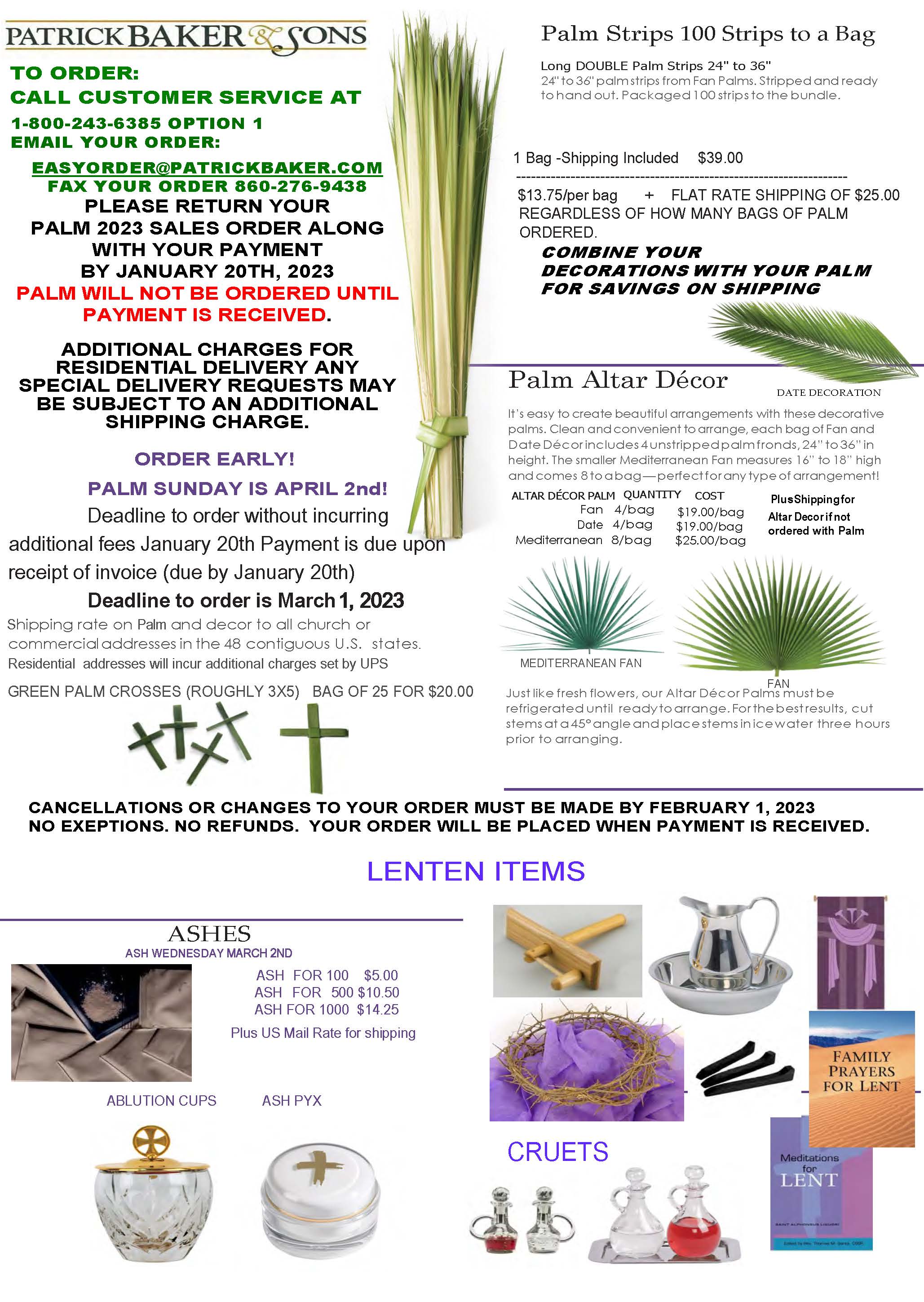 PALM STRIPS AND ALTAR DECOR Patrick Baker and Sons