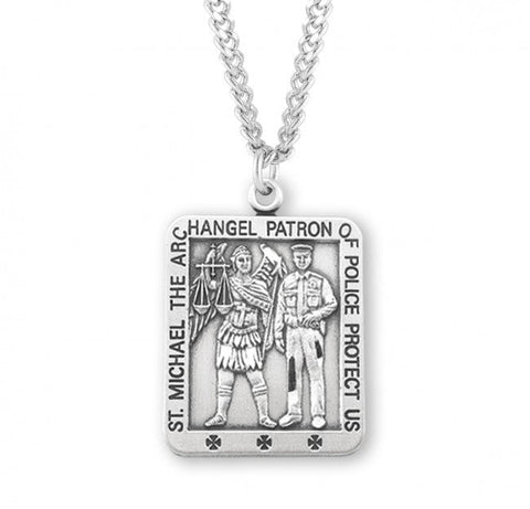 S162424   Saint Michael Square Sterling Silver Medal