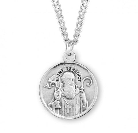 Saint Benedict Round Sterling Silver Medal