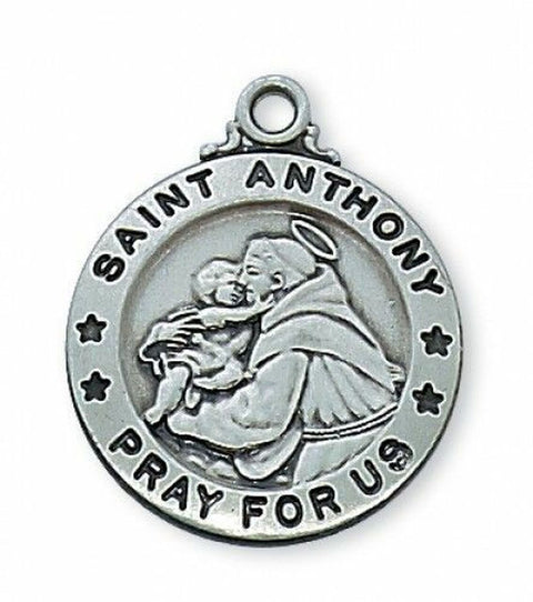 Saint Anthony Medal Pendant Necklace | Pewter | 20" Chain |