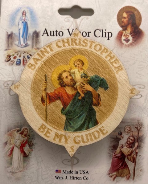 ST CHRISTOPHER COMPAS LASTER CUT WOOD CISOR CLIP star shape