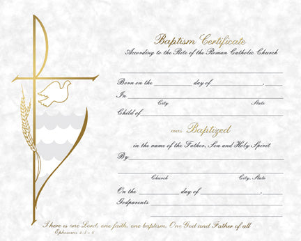 XB 102  Parchment Baptism Certificate
