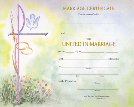 Watercolor Marriage Certificate - Certificates - Patrick Baker & Sons