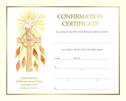 Spiritual Confirmation Certificate - Certificates - Patrick Baker & Sons