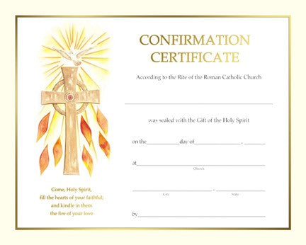 Spiritual Confirmation Certificate - Certificates - Patrick Baker & Sons