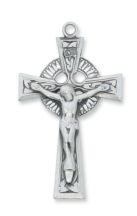 STERLING SILVER CRUCIFIX 24" RHODIUM PLATED CHAIN