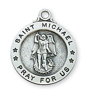 STERLING SILVER ST. MICHAEL 18 CHAIN 5/8" DIAMETER/CHILD SIZE