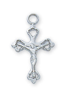 STERLING SILVER CRUCIFIX 16" FINE RHODIUM PLATED