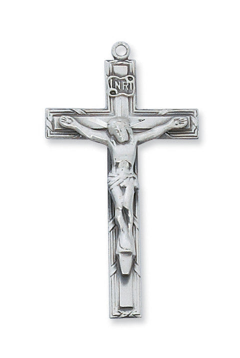 STERLING SILVER CRUCIFIX 24" RHODIUM PLATED CHAIN