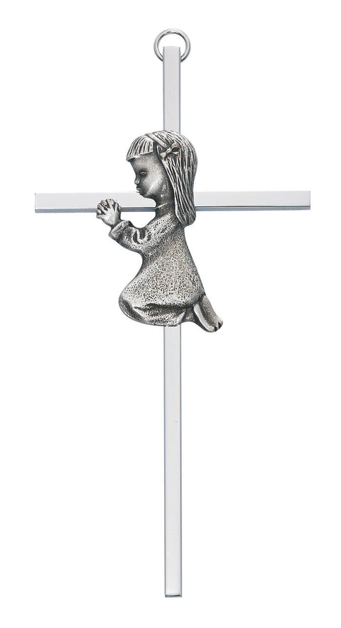 6" SILVER GIRL CROSS, BOXED