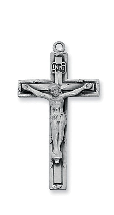 PLATED PEWTER CRUCIFIX INCLUDES 18" RHODIUM PLATED CHAIN