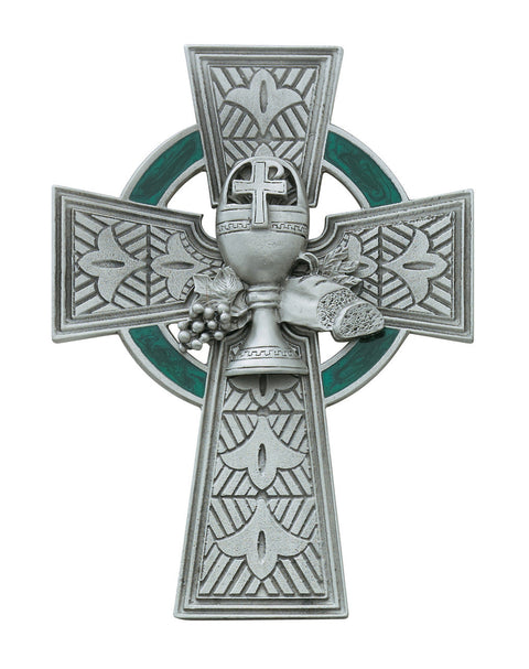 75-33  4 3/4" PEWTER CELTIC COMMUNION CROSS