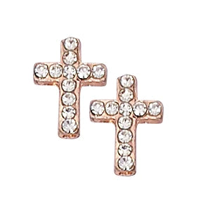 COPPER CRYSTAL CROSS EARRING