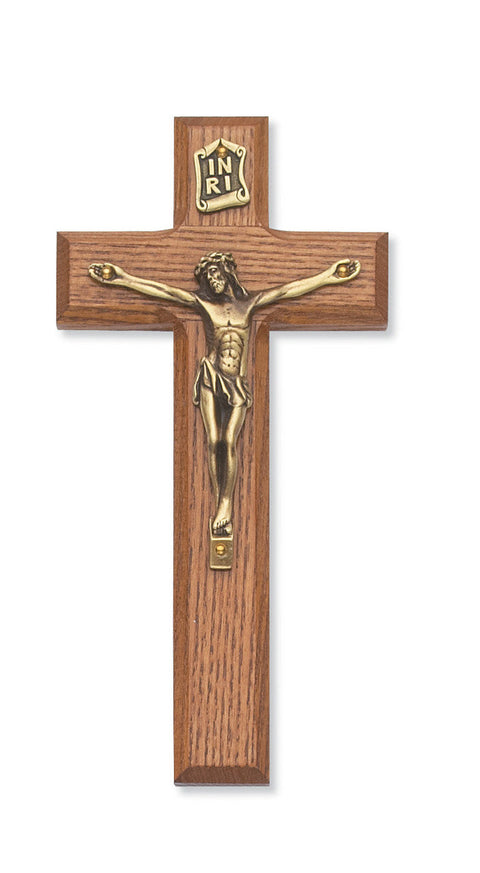 (79-42476) 7" STAINED WALNUT CRUCIFIX WITH GOLD CORPUS