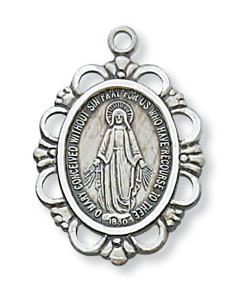 STERLING SILVER MIRACULOUS MEDAL 18"