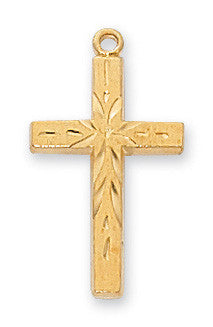 GOLD OVER STERLING SILVER CROSS WITH 18" GOLD PLATED CHAIN