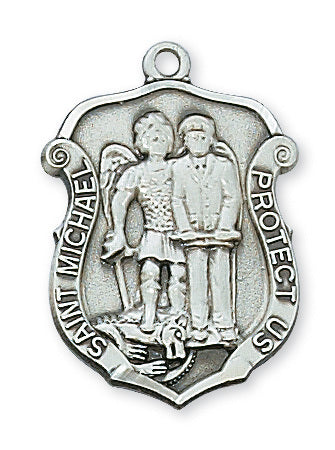 L571   STERLING SILVER ST. MICHAEL POLICE MEDAL