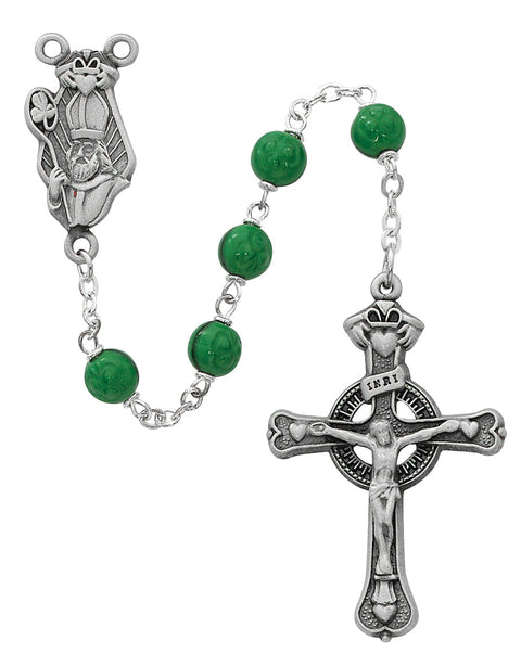 7MM GREEN ST PATRICK ROSARY