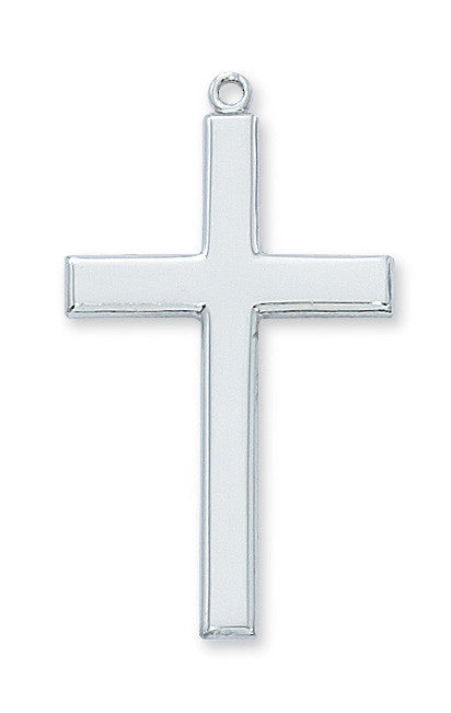 STERLING SILVER CROSS 24" RHODIUM PLATED CHAIN