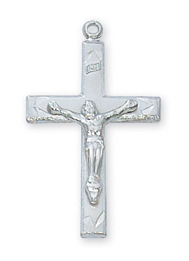 STERLING SILVER CRUCIFIX 18" RHODIUM PLATED CHAIN