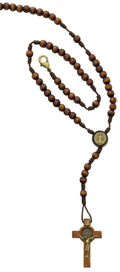 P187R  SMALL BROWN WOOD ST. BENEDICT ROSARY
