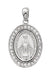 STERLING SILVER MIRACULOUS MEDAL WITH CRYSTAL STONES, 18" RHODIUM PLATED CHAIN
