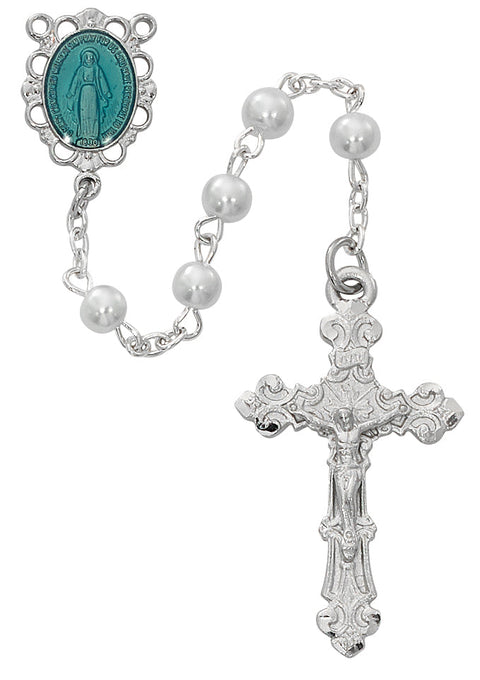 5MM RHODIUM PEARL ROSARY