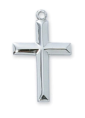 STERLING SILVER CROSS 18" RHODIUM PLATED CHAIN