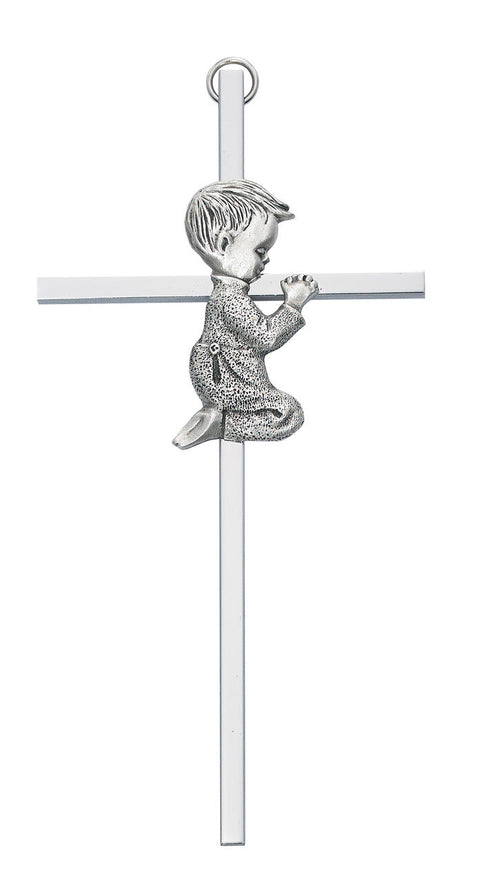 6" SILVER BOY CROSS, BOXED