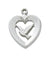 STERLING SILVER HEART W/DOVE 18" RHODIUM PLATED CHAIN