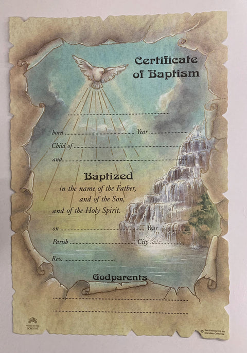 BC60/18 BAPTISM CERTIFICATES pack of 100