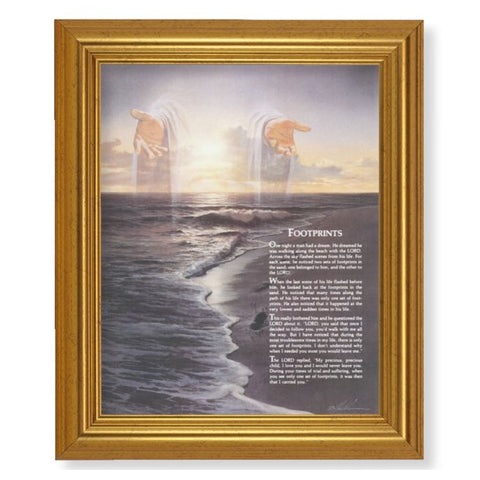 Footprints Beveled Gold-Leaf Framed Art