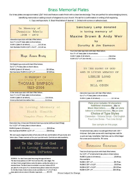 Memorial Plates and engraving Plates