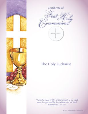 First Holy Communion - I Am the Bread of Life - Certificate - unlined