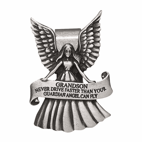 Never Drive Faster than your Guardian Angel Grandson Visor Clip