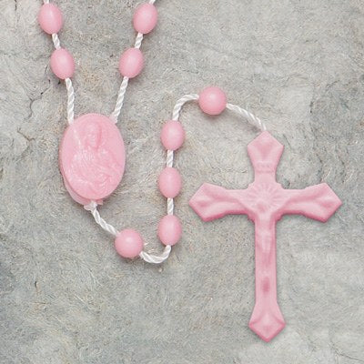 0518-PK Pink Plastic Rosary