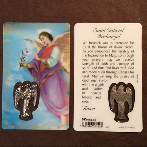 Prayer Card With Medal - Saint Gabriel The Archangel