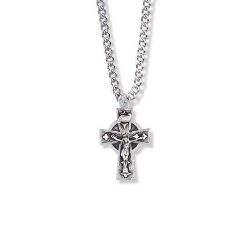 1 Inch Sterling Silver Antique Celtic Crucifix Necklace