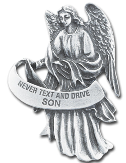 NEVER TEXT AND DRIVE SON GUARDIAN ANGEL VISOR CLIP